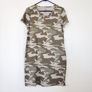 Sonoma Camo Green Gray T-shirt Dress Size Small